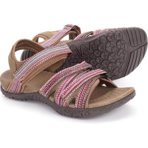 imageWHITIN Womens Hiking Sandals with Arch Support  Adjustable Hook and Loop Straps  Durable Sport Sandals for Outdoor AdventureC51  Brownred