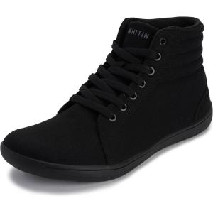 imageWHITIN Womens Wide HighTop Canvas Barefoot Sneakers  Minimalist StreetReady Fit  ComfortForward Ankle SupportW823  All Black