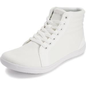 imageWHITIN Womens Wide HighTop Canvas Barefoot Sneakers  Minimalist StreetReady Fit  ComfortForward Ankle SupportW823  All White