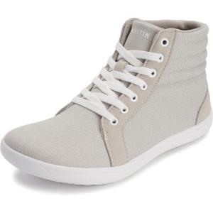 imageWHITIN Womens Wide HighTop Canvas Barefoot Sneakers  Minimalist StreetReady Fit  ComfortForward Ankle SupportW823  Light Grey