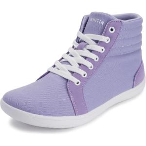 imageWHITIN Womens Wide HighTop Canvas Barefoot Sneakers  Minimalist StreetReady Fit  ComfortForward Ankle SupportW823  Purple
