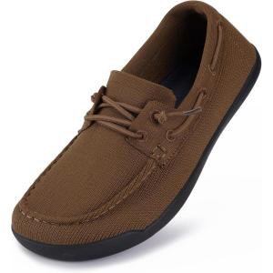 imageWHITIN Womens Wide Slipon Barefoot Shoes  LaceUp Casual Boat Shoes amp MocToe LoafersBrown