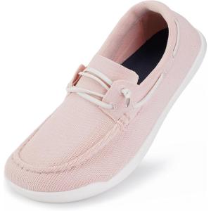 imageWHITIN Womens Wide Slipon Barefoot Shoes  LaceUp Casual Boat Shoes amp MocToe LoafersPink