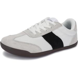 imageWHITIN Womens Wide Toe Box Barefoot Shoes  Fashion Suede Patchwork Design  Zero Drop SoleGrey Chocolate