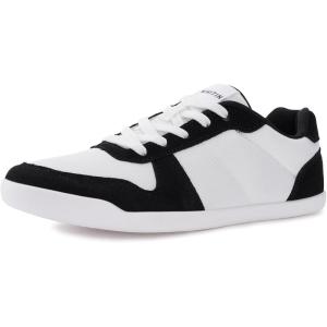 imageWHITIN Womens Wide Toe Box Barefoot Shoes  Zero Drop  Fashion Patchwork Design SneakerBlack White