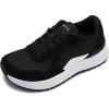 imageWHITIN Womens Wide Toe Box Walking Shoes  Cushioned Retro Suede Trainers for Daily Walks Casual Outings amp Light FitnessBlack