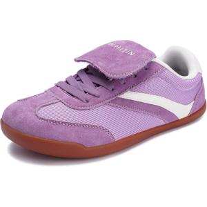 imageWHITIN Wide Toe Box Barefoot Shoes for Women  Fashion Tennis Sneakers  Trendy FoldOver TonguePurple