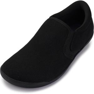 imageWHITIN Womens Wide Barefoot Shoes  Elastic VDetail Classic SlipOn  Minimalist Walking SneakersBlack