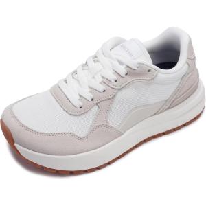 imageWHITIN Womens Wide Toe Box Walking Shoes  Cushioned Retro Suede Trainers for Daily Walks Casual Outings amp Light FitnessBeige